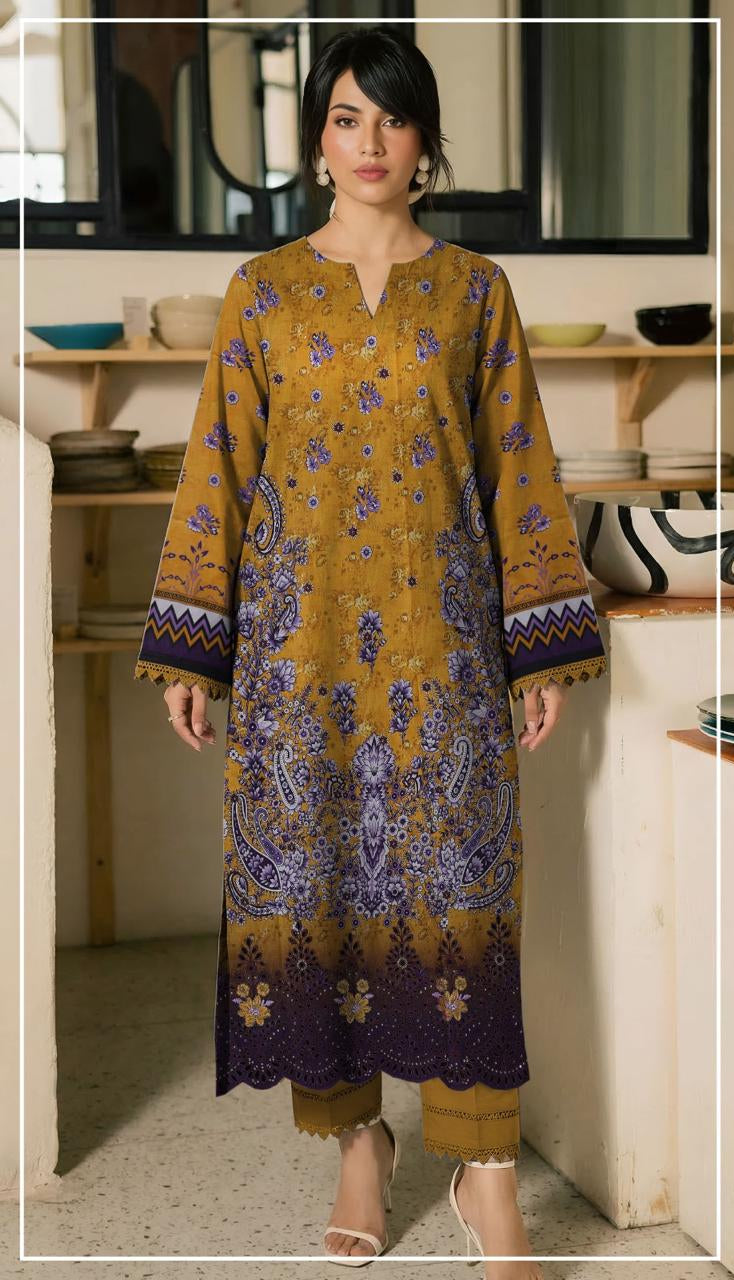 Woman wearing a patterned shirt and pants with 'Ripple Collection' branding.