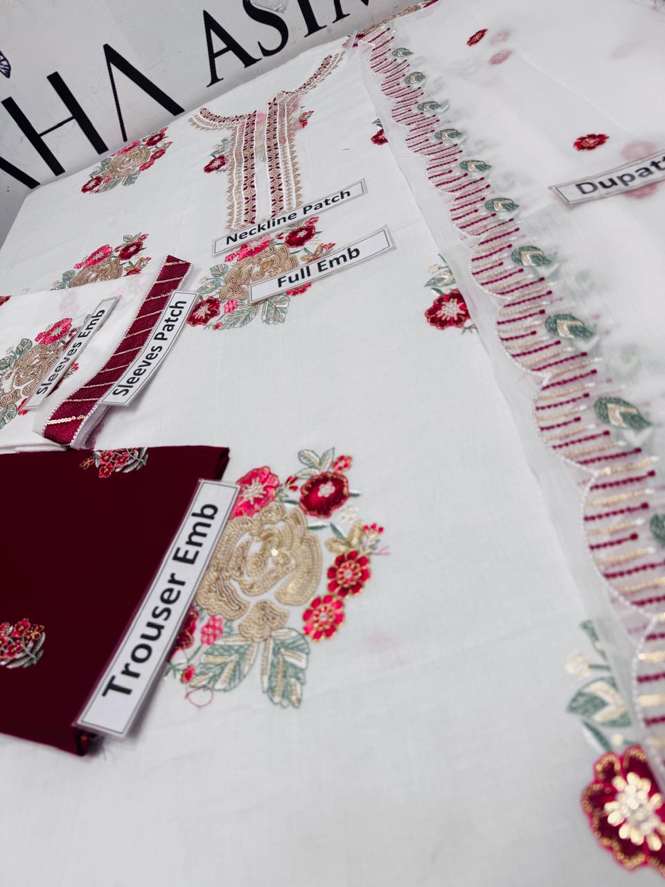 Ethnic 2 Piece Heavy Embroidered Lawn Suit with Sequence Work and Embroidered Neck Patch
