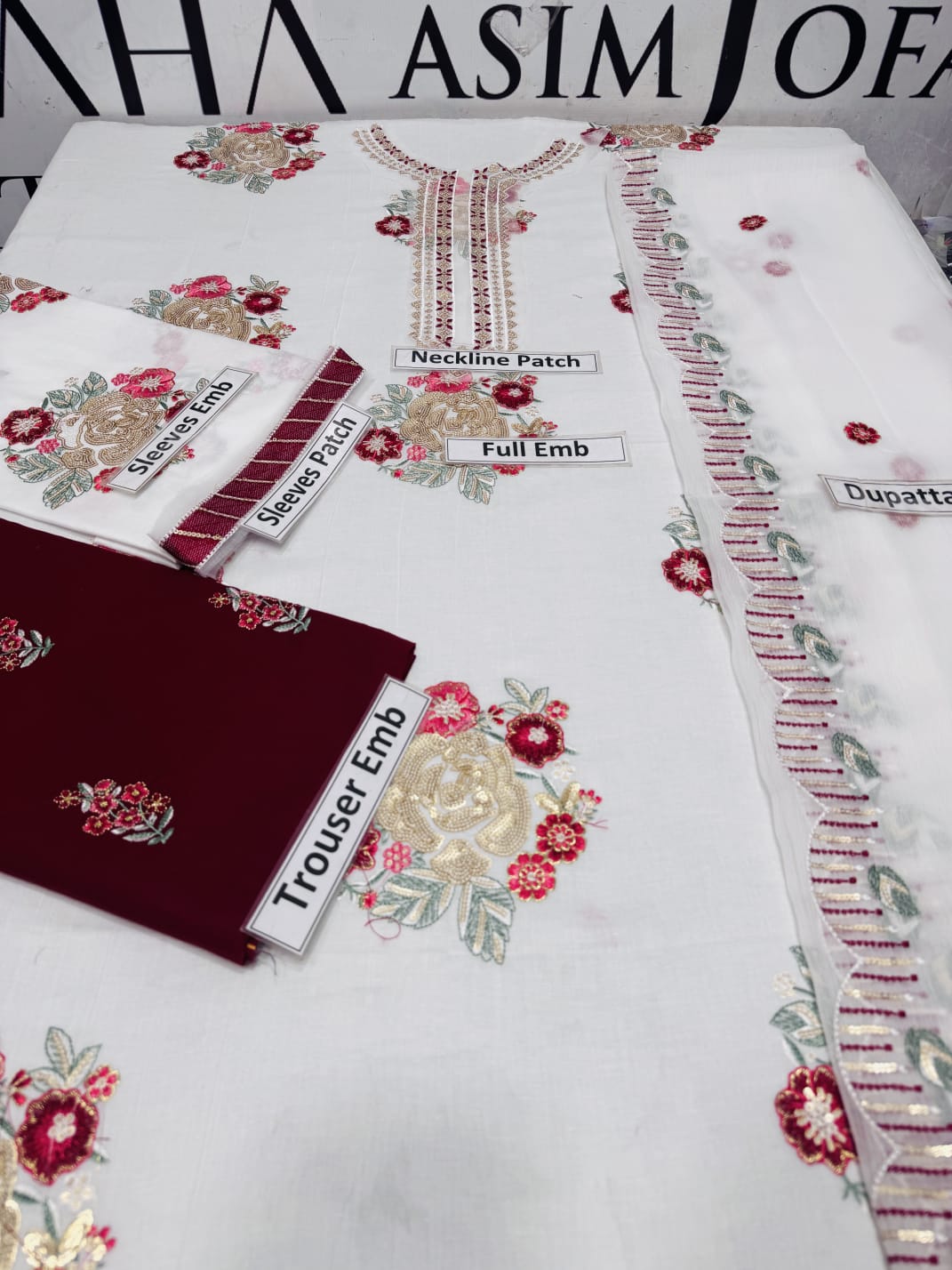 Ethnic 2 Piece Heavy Embroidered Lawn Suit with Sequence Work and Embroidered Neck Patch